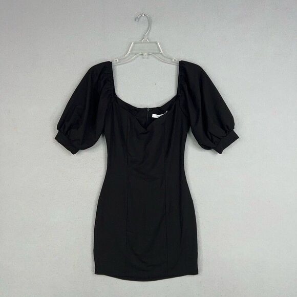 More To Come Dress Women Small Black Lizzy Puff Sleeve Romantic Feminine Minimal - Picture 3 of 16